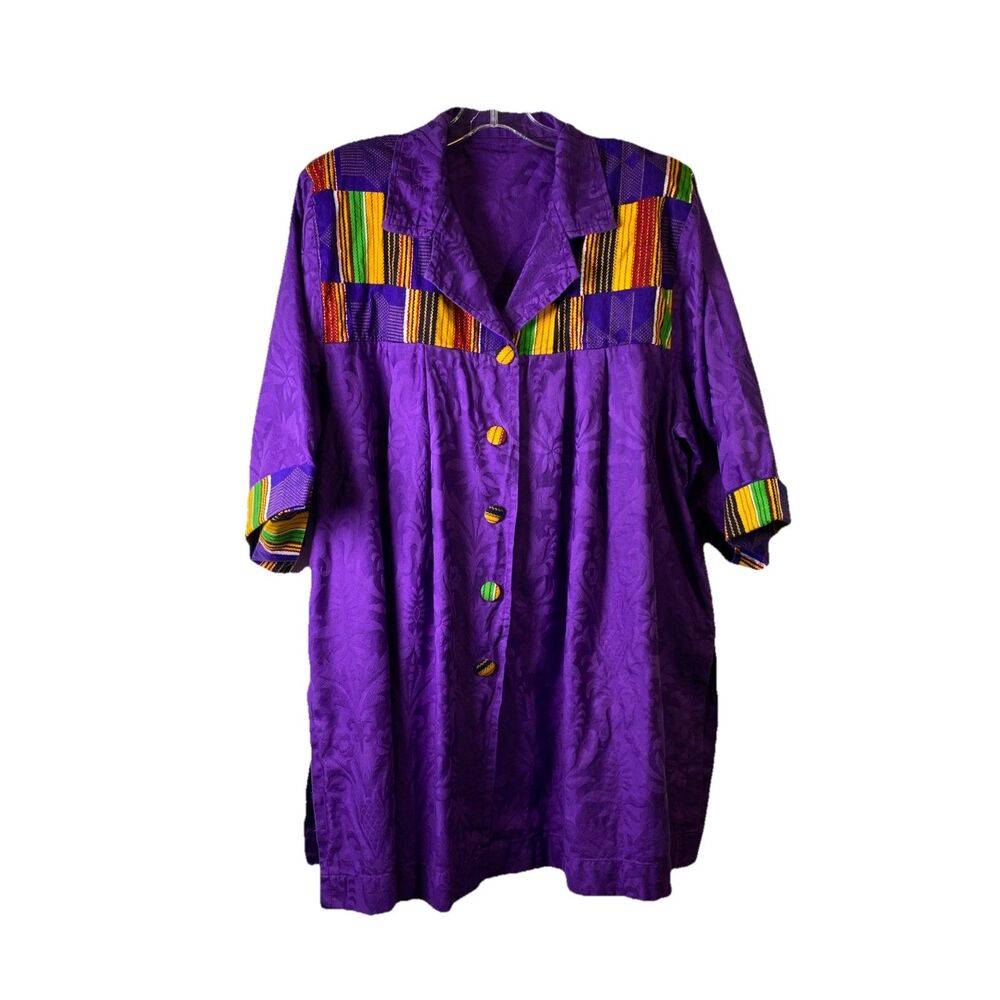 African Purple Womens Jacket - Size 1X - VTG Homemade, No Tags, Shoulder Pads
